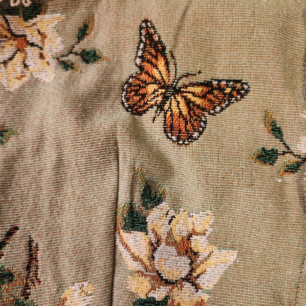 Cider Green Floral Tapestry Butterfly Corset Dress, Flowy Skirt, Fairycore Sz L - Picture 7 of 13